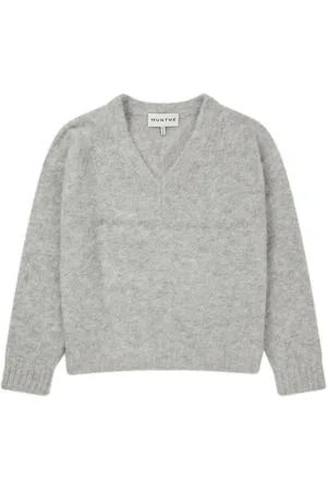 Munthe Truien, Dames, Grijs, XL, Nylon, Zachte en Comfortabele Knit met V-Hals