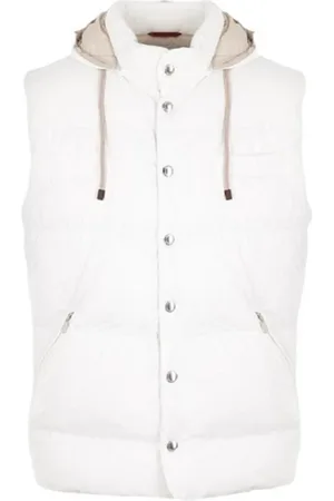 Brunello Cucinelli Jassen, Heren, , M, Nylon, Mouwloze Nylon Puffer Jacket