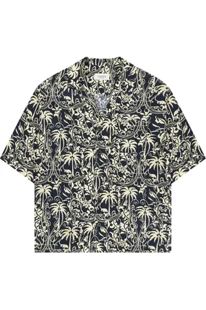 LANEUS Overhemden, Heren, Veelkleurig, M, Korte Mouw Viscose Shirt Zwart