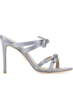 Stuart Weitzman Schoenen, Dames, Blauw, 37 EU, Satijn, Poederblauwe Satijnen Mules met Strik
