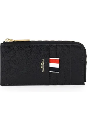 Thom Browne Accessoires, Heren, Zwart, ONE Size, Grain Leather Cardholder met Creditcardvakken