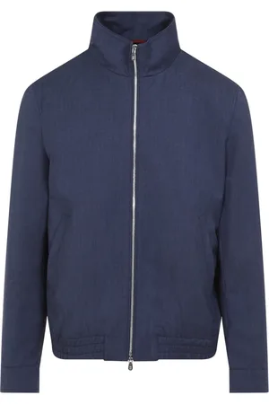 Brunello Cucinelli Jassen, Heren, Blauw, L, Wol, Blauw wollen jas Ss 25