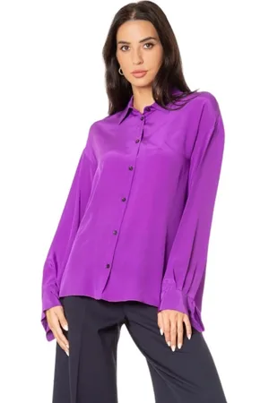 LIVIANA CONTI Blouses & Shirts, Dames, Paars, M, Paarse Zijden Blouse