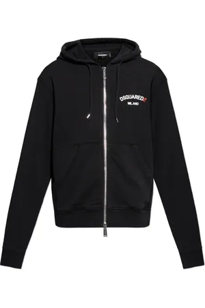 Dsquared2 Sweatshirts & Hoodies, Heren, Zwart, L, Katoen, Hoodie met ritssluiting