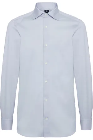 Boggi Milano Overhemden, Heren, Blauw, 3Xl, Katoen, Stretch P.Point D.Cuff Windsor Collar Overhemd Slim F