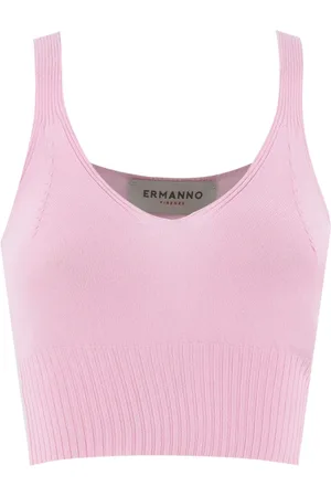 ERMANNO SCERVINO Tops, Dames, Roze, S, Ribgebreide Top met V-hals