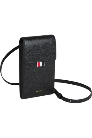 Thom Browne Tassen, Heren, Zwart, ONE Size, Leer, Leren Mobiele Tas