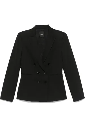 Pinko Jassen, Dames, Zwart, 2Xs, Zwarte Double-Breasted Jas Peak Revers