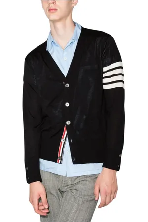 Thom Browne Truien, Heren, Blauw, M, Wol, V-Neck Cardigan