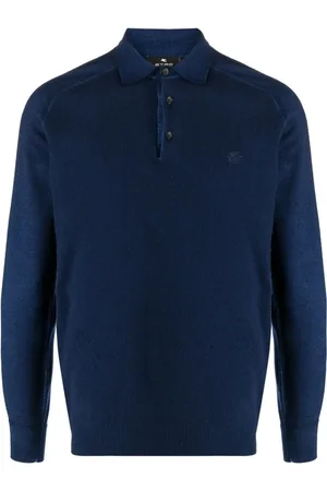 Etro Tops, Heren, Blauw, XL, Wol, Klassieke Polo