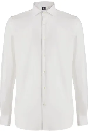 Boggi Milano Overhemden, Heren, Wit, 4Xl, Katoen, Stretch P.Point Windsor Collar Overhemd