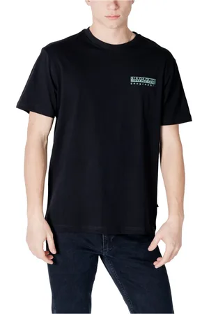 Napapijri Tops, Heren, Zwart, M, Katoen, Grafische Print Katoenen T-shirt