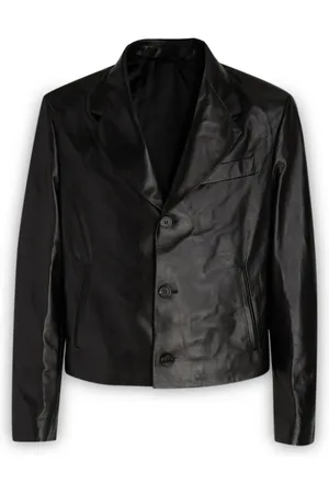 Salvatore Ferragamo Jassen, Heren, Zwart, M, Leer, Giacche Gilet Blazers