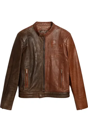 Golden Goose Jassen, Heren, Bruin, L, Leer, Biker leren jack