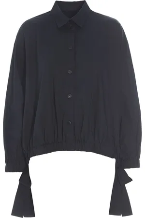 Bitte Kai Rand Blouses & Shirts, Dames, Zwart, M, Katoen, Zwart katoenen shirt met gerimpelde zoom