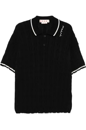 Marni Tops, Heren, Zwart, L, Katoen, Polo Shirt met Geborduurd Logo