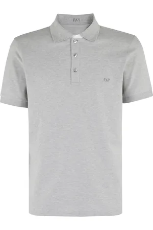 FAY Tops, Heren, Grijs, L, Grijze Polo Shirt Dubbele Kraag