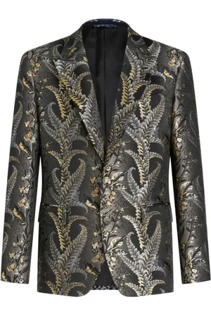 Etro Jassen, Heren, Veelkleurig, L, Polyester, Jas met metallic draadpatroon