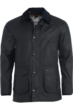 Barbour Jassen, Heren, Blauw, 3Xs, Katoen, Marineblauwe Gewaxte Katoenen Jas met Corduroy Kraag
