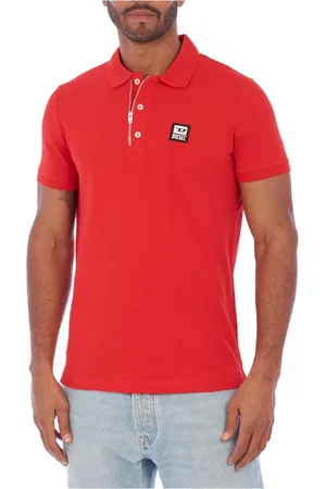 Diesel Tops, Heren, Rood, XL, Katoen, Polo Shirt met Korte Mouwen