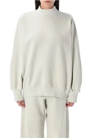 Low Classic Sweatshirts & Hoodies, Dames, Grijs, M, Katoen, Lichtgrijs Gebreid Sweatshirt Mockneck