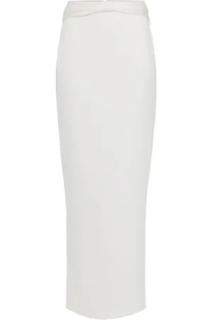 Elisabetta Franchi Rokken, Dames, Wit, S, Polyester, Bow Detail Lange Rok