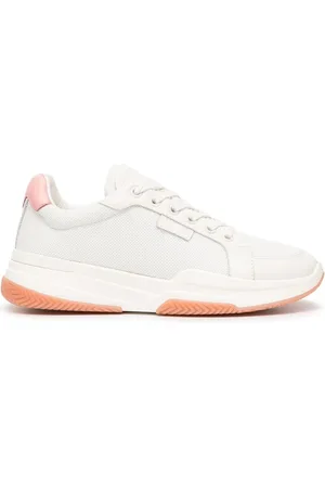 Mallet Schoenen, Dames, Wit, 39 EU, Leer, Wit/Roze Lage Sneakers