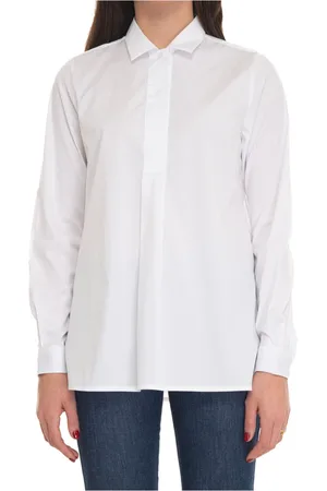 FAY Blouses & Shirts, Dames, Wit, M, Katoen, Lange mouw katoenen blouse met knopen