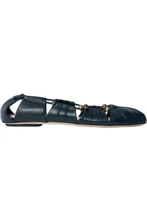 Chloé Schoenen, Dames, Zwart, 37 EU, Leer, Leren Ballerina`s met Hardware Versiering