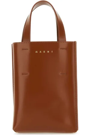 Marni Tassen, Dames, Bruin, ONE Size, Leer, Nano Museo Handtas