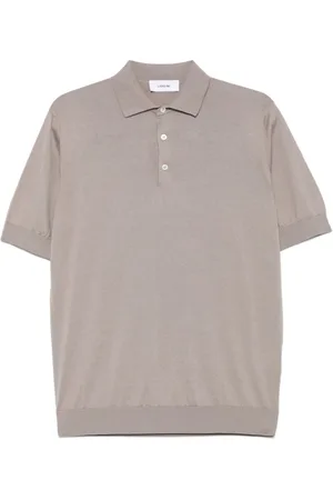 LARDINI Tops, Heren, Grijs, S, Katoen, Katoenen polo shirt met knopen