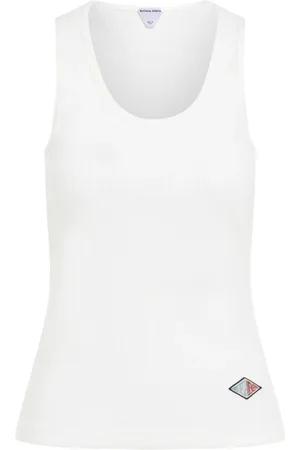 Bottega Veneta Tops, Dames, Wit, XS, Katoen, Compact Katoenen Rib Jersey Tanktop