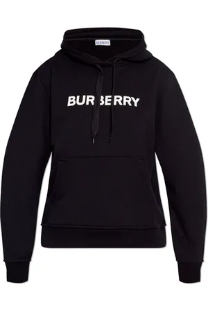 Burberry Sweatshirts & Hoodies, Dames, Zwart, M, Katoen, Logo Hoodie