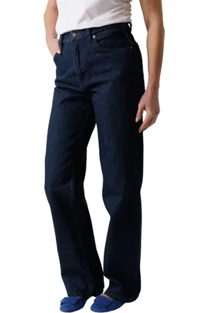 Filippa K Jeans, Dames, Blauw, S, Katoen, High Waist Straight Jeans