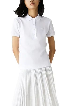 Lacoste Tops, Dames, Wit, M, Katoen, Cotton Lacquer Piqué Polo