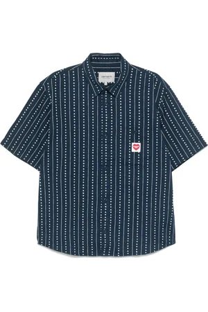 Carhartt Overhemden, Heren, Blauw, 2Xl, Navy Heart Print Shirt