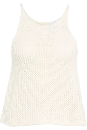Won Hundred Tops, Dames, , S, Katoen, Witte Gehaakte Top voor Vrouwen