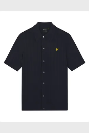 Lyle & Scott Overhemden, Heren, Blauw, M, Katoen, Polo met textuurstrepen