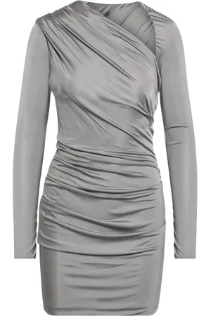 The Attico Kleedjes, Dames, Grijs, S, Katoen, Short Dress Drop 1