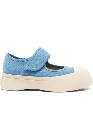 Marni Schoenen, Dames, Blauw, 36 EU, Baby Touch-Strap Rubber Sneakers
