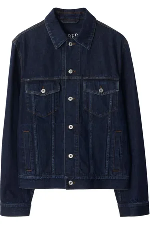 Burberry Jassen, Heren, Blauw, M, Denim, Indigo Blauwe Jas met Knoopsluiting