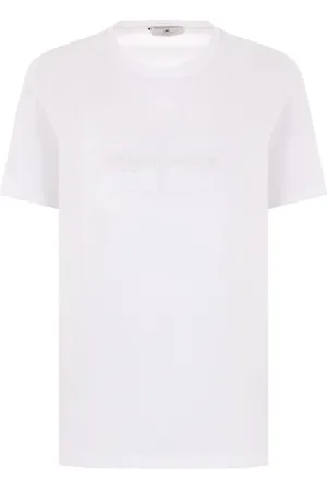 Elisabetta Franchi Tops, Dames, Wit, S, Katoen, Logo Embellished Cotton T-shirt
