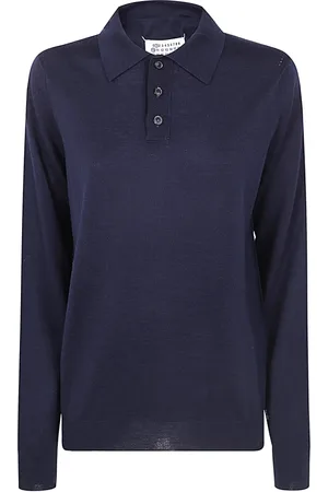 Maison Margiela Tops, Dames, Blauw, S, Wol, Polo Shirt