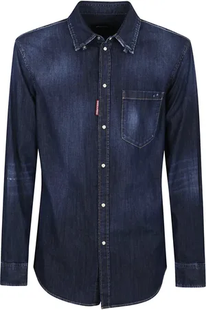 Dsquared2 Overhemden, Heren, Blauw, M, Katoen, Blauw Casual Overhemd Stijlvolle Moderne Pasvorm