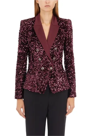 Elisabetta Franchi Jassen, Dames, Rood, S, Pailletten, Geborduurde Paillettenjas