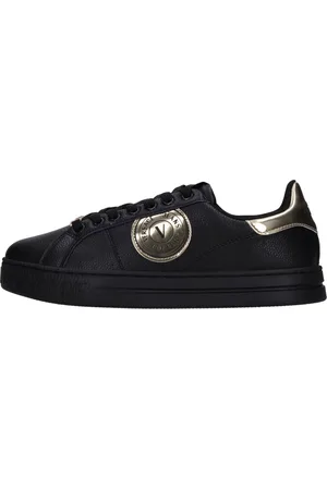 VERSACE Schoenen, Heren, Zwart, 45 EU, Leer, Sneakers Zwart