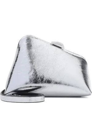 The Attico Tassen, Dames, Grijs, ONE Size, Leer, Silver Midnight Clutch
