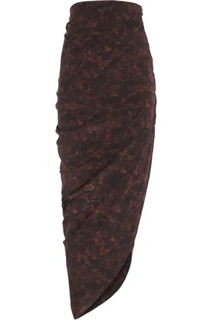 Cortana Rokken, Dames, Veelkleurig, XL, Zijden wikkelrok met Mata-print