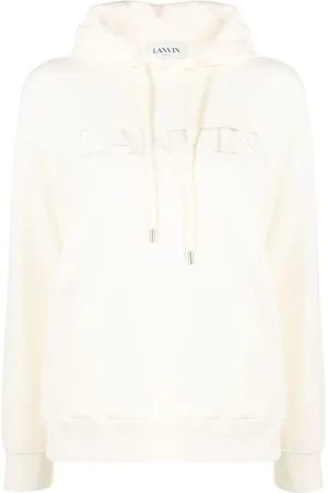 Lanvin Sweatshirts & Hoodies, Dames, Wit, M, Katoen, Geborduurde Hoodie met Regular Fit