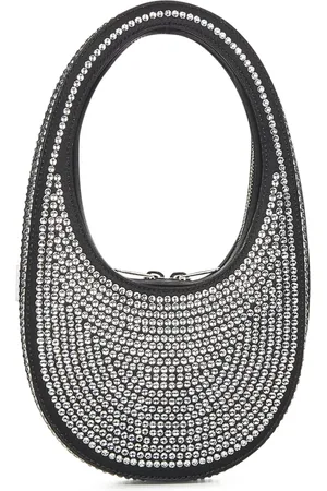 COPERNI Tassen, Dames, Grijs, ONE Size, Katoen, Zwarte Kristallen Handtas